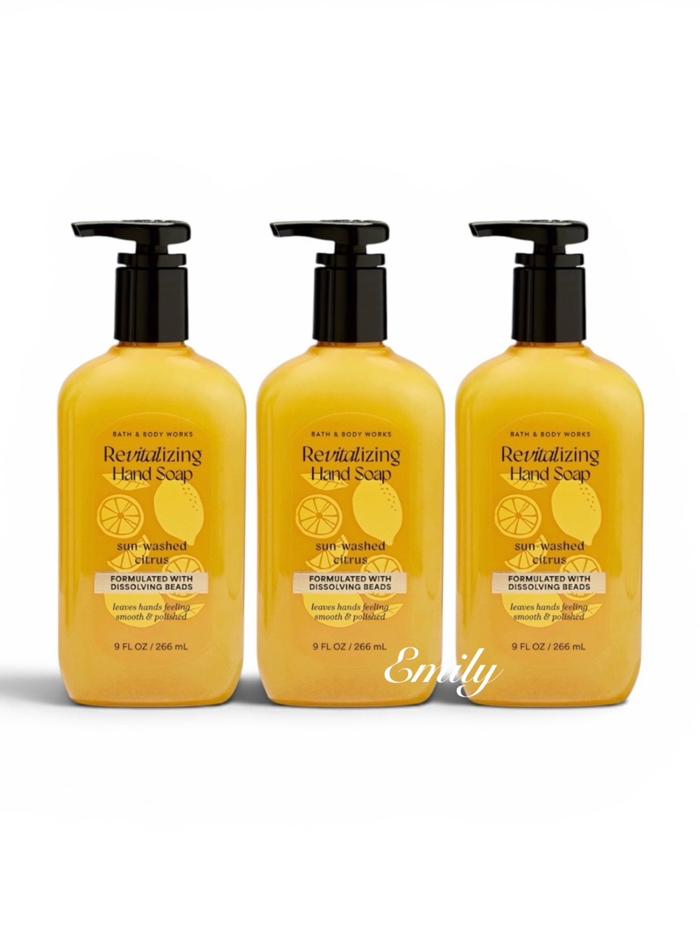 3X Bath & Body Works Sun-Washed Citrus Revitalizing Gel Hand Soap 9 fl oz Bundle